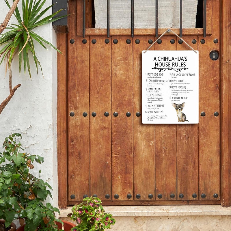 FUGWN A Chihuahua’s House Rules Dog Wooden Signs 8x10, Dog Signs for Home Decor, Decorations for The Home, House Rules Sign, Wall Decor, Chihuahua Gifts, Gifts for Lovers - Image 3